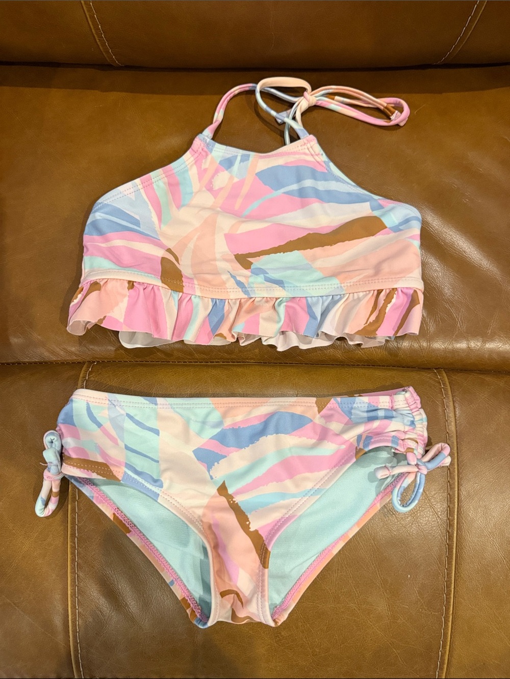 Kids Two-Piece Ruffle Bikini in Pastel Multi